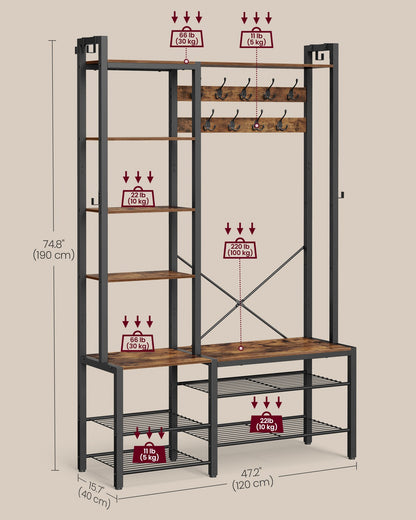 9 Hook Coat Rack with Shoe Bench - image 6