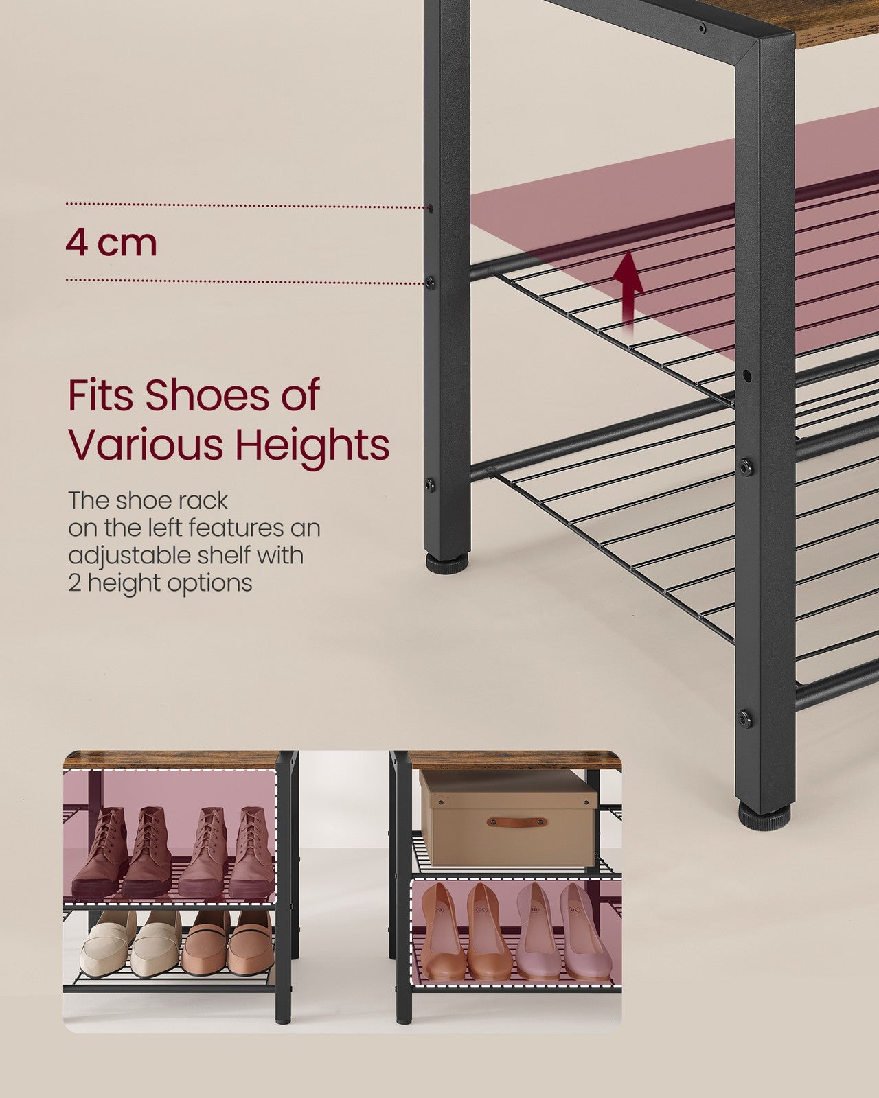 9 Hook Coat Rack with Shoe Bench - image 7