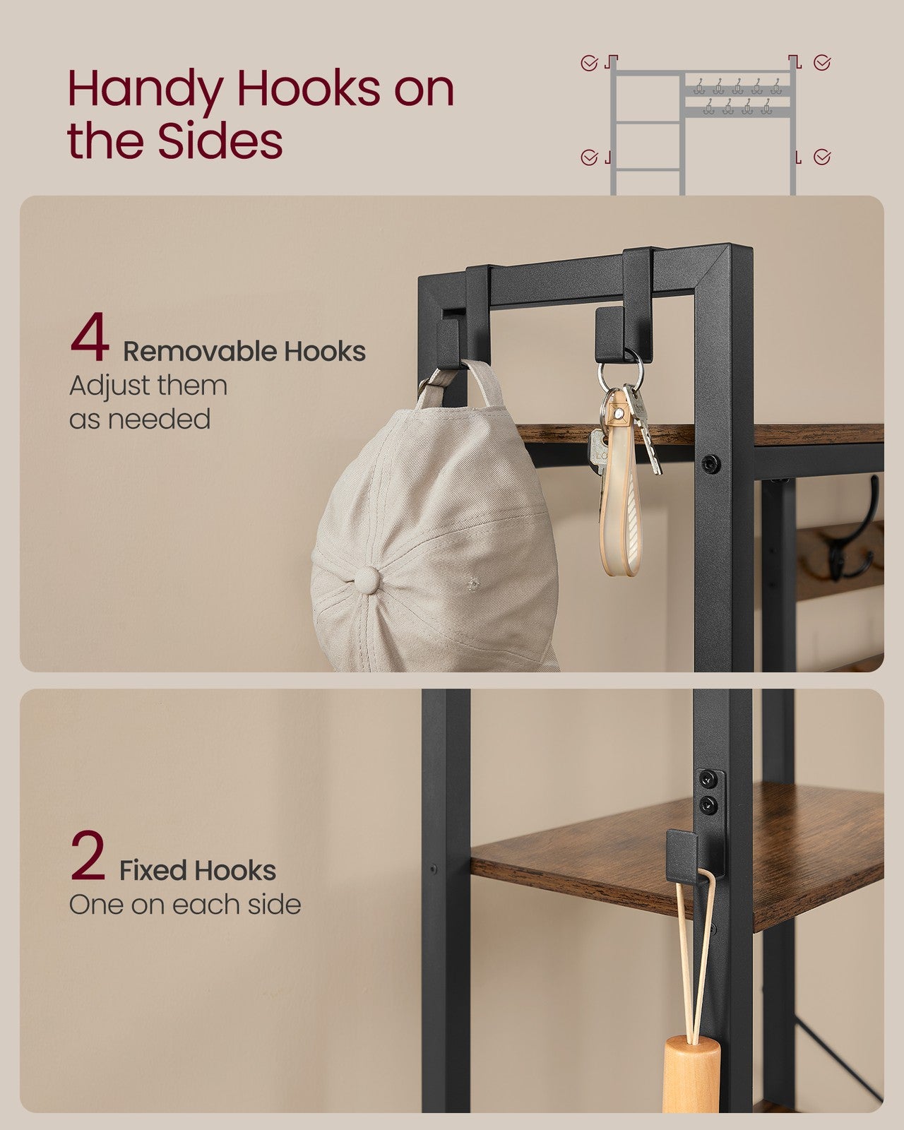 9 Hook Coat Rack with Shoe Bench - image 8