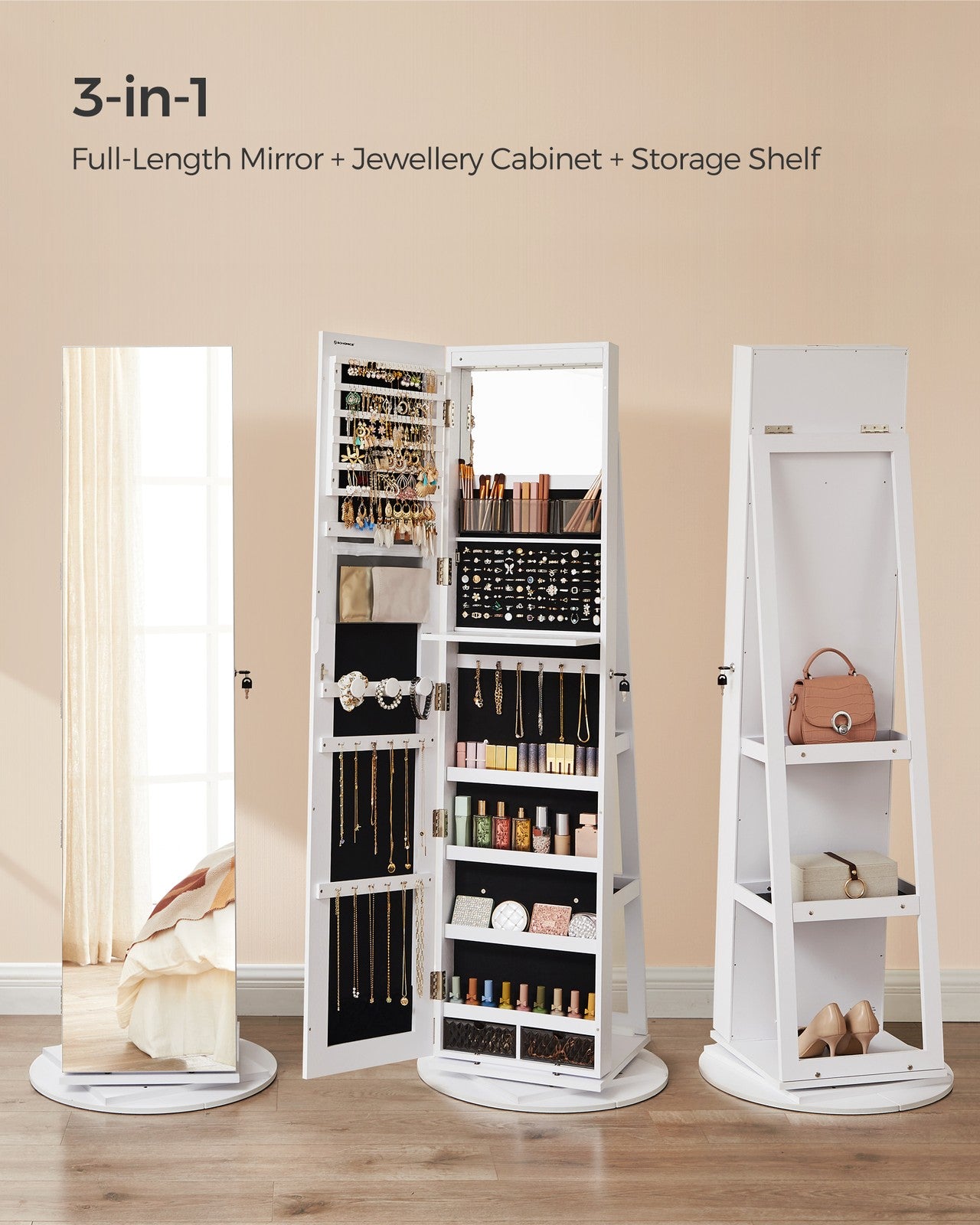 Rotating LED Mirror Jewelry Cabinet - image 17