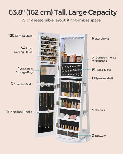 Rotating LED Mirror Jewelry Cabinet - image 19