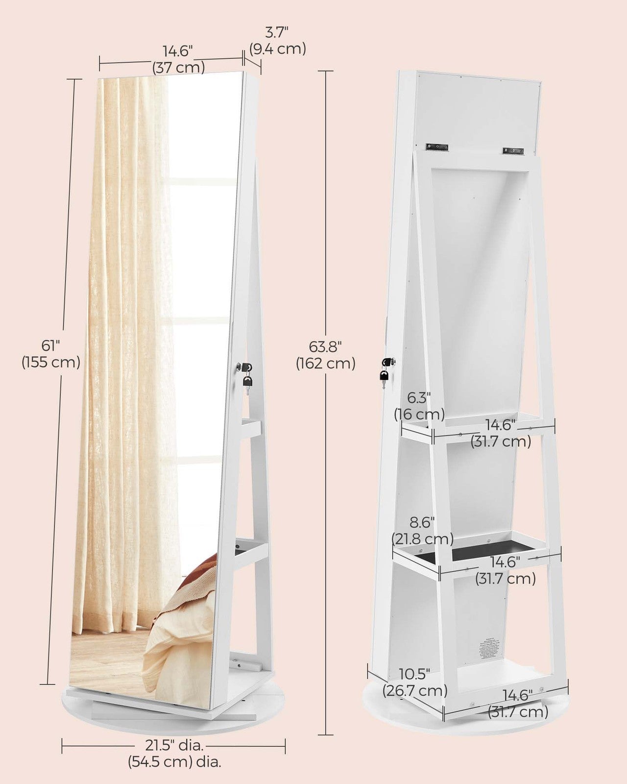 Rotating LED Mirror Jewelry Cabinet - image 21