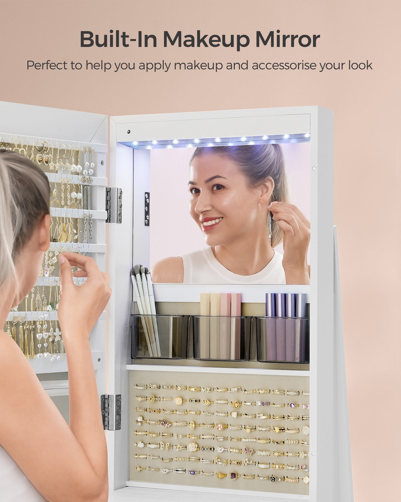 Rotating LED Mirror Jewelry Cabinet - image 27