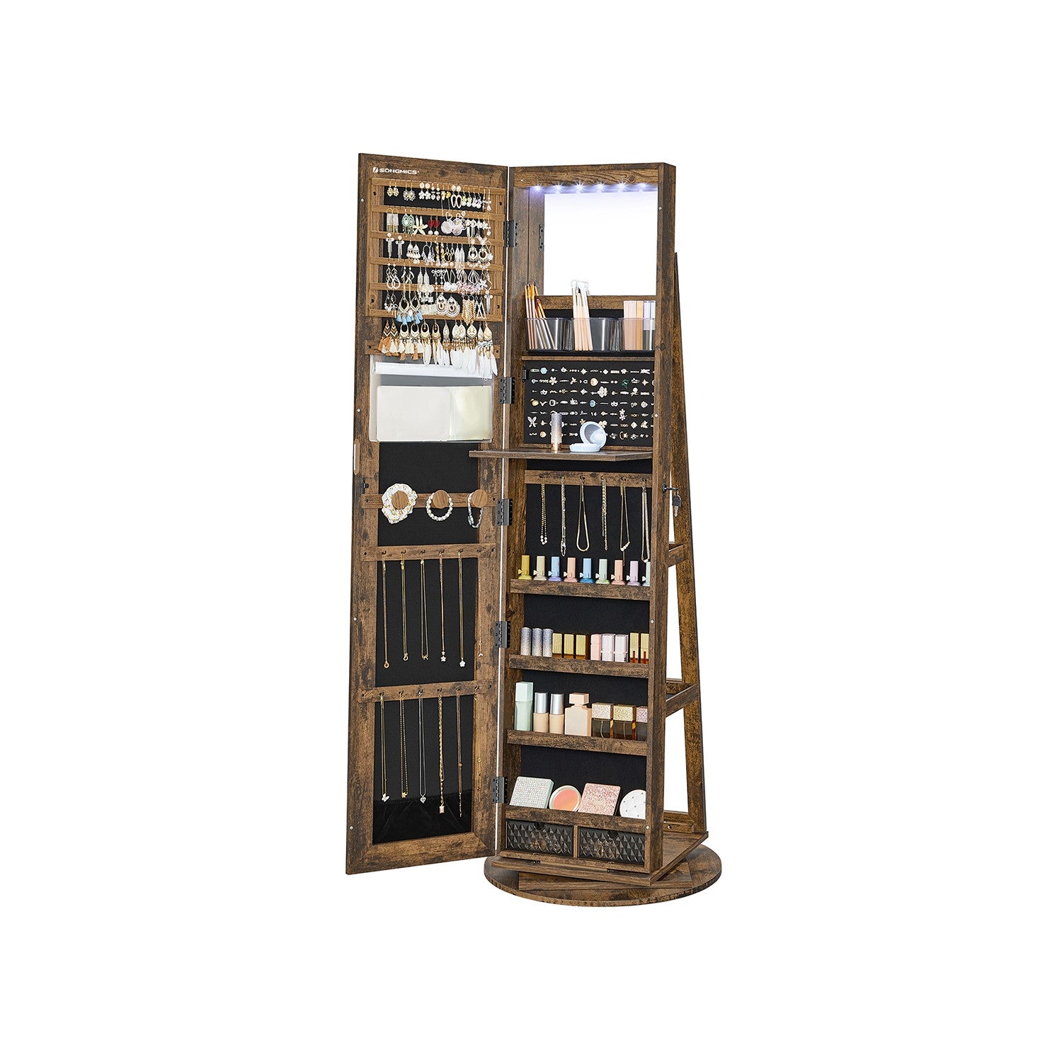 Rotating LED Mirror Jewelry Cabinet - image 3