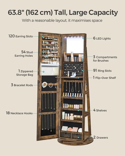 Rotating LED Mirror Jewelry Cabinet - image 6
