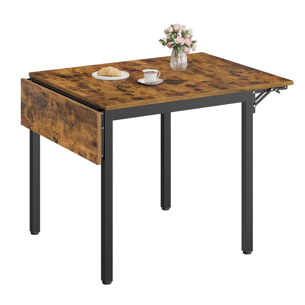 Extendable Dining Table Rustic Brown and Ink Black - image 2