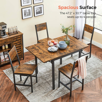 Extendable Dining Table Rustic Brown and Ink Black - image 4