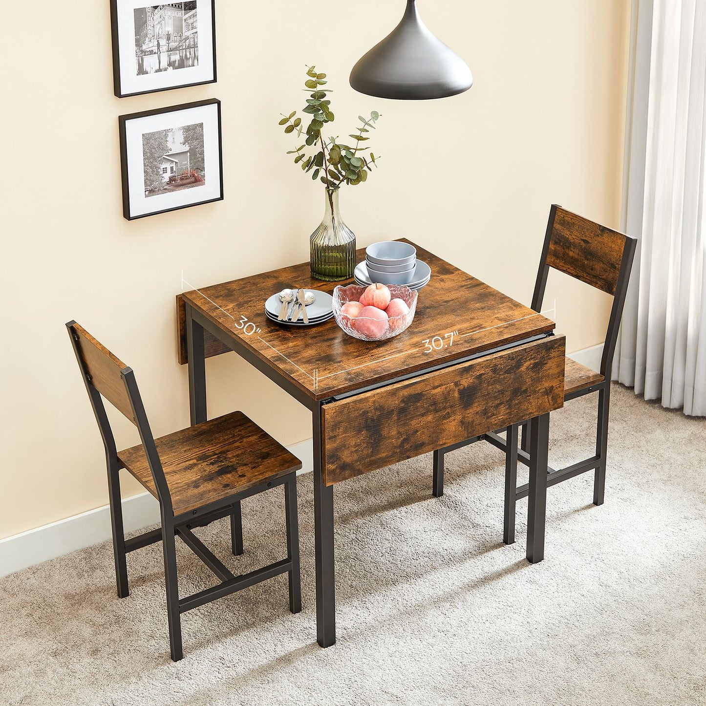 Extendable Dining Table Rustic Brown and Ink Black - image 5