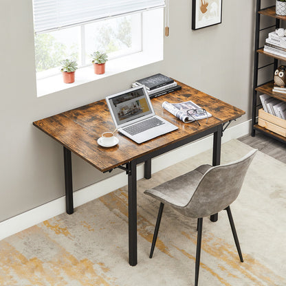 Extendable Dining Table Rustic Brown and Ink Black - image 6