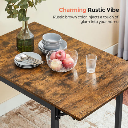 Extendable Dining Table Rustic Brown and Ink Black - image 8