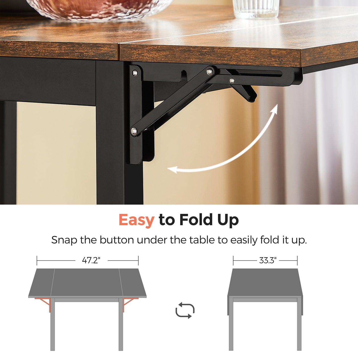Extendable Dining Table Rustic Brown and Ink Black - image 10