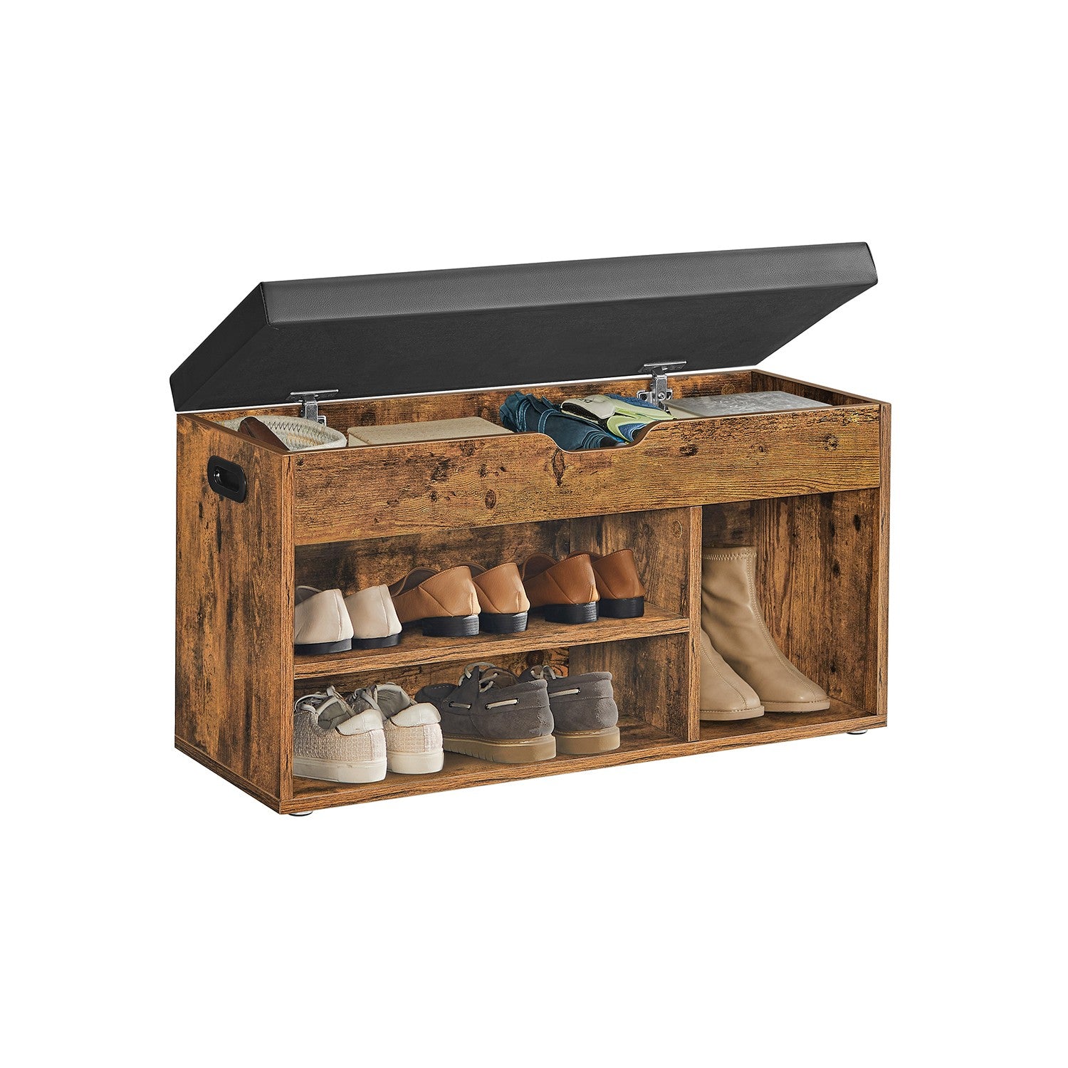 Shoe Bench with Cushion 3 Compartments White - image 16