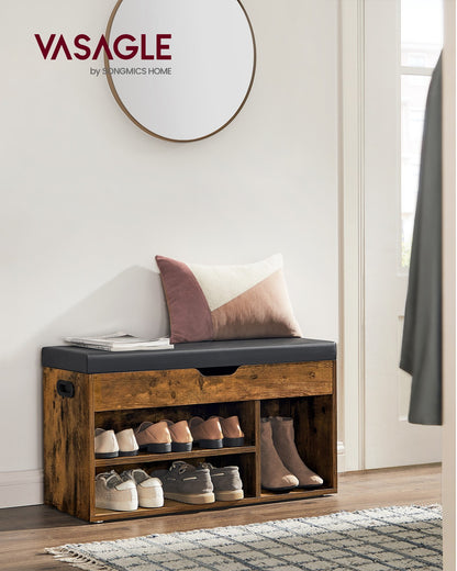 Shoe Bench with Cushion 3 Compartments White - image 19