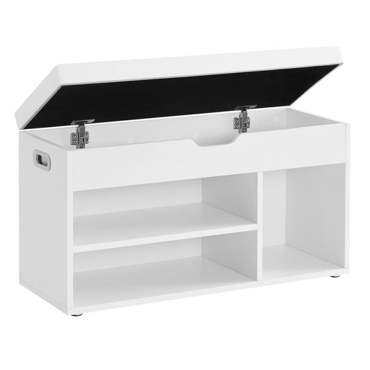 Shoe Bench with Cushion 3 Compartments White - image 1