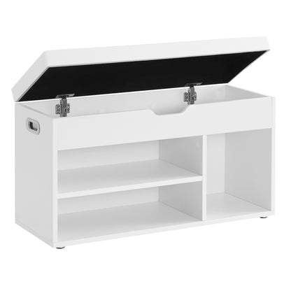 Shoe Bench with Cushion 3 Compartments White - image 2