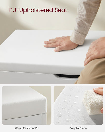 Shoe Bench with Cushion 3 Compartments White - image 7