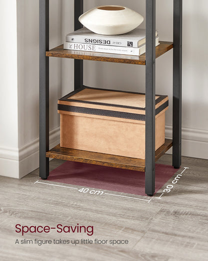 6-Tier Bookshelf, 30 x 40 x 187.5 cm, Rustic Brown and Ink Black - image 4