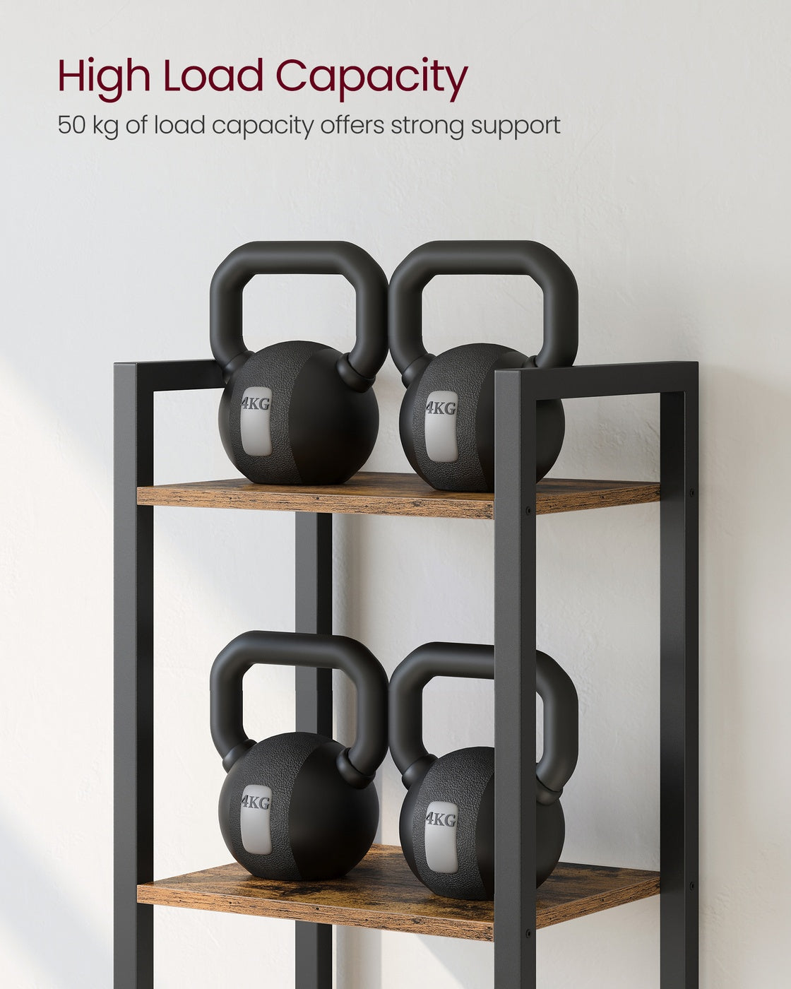 6-Tier Bookshelf, 30 x 40 x 187.5 cm, Rustic Brown and Ink Black - image 7
