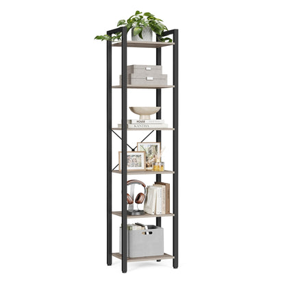 6-Tier Bookshelf, 30 x 40 x 187.5 cm, Rustic Brown and Ink Black - image 11