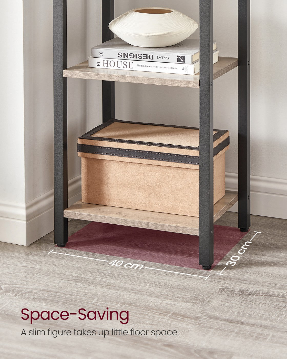 6-Tier Bookshelf, 30 x 40 x 187.5 cm, Rustic Brown and Ink Black - image 14