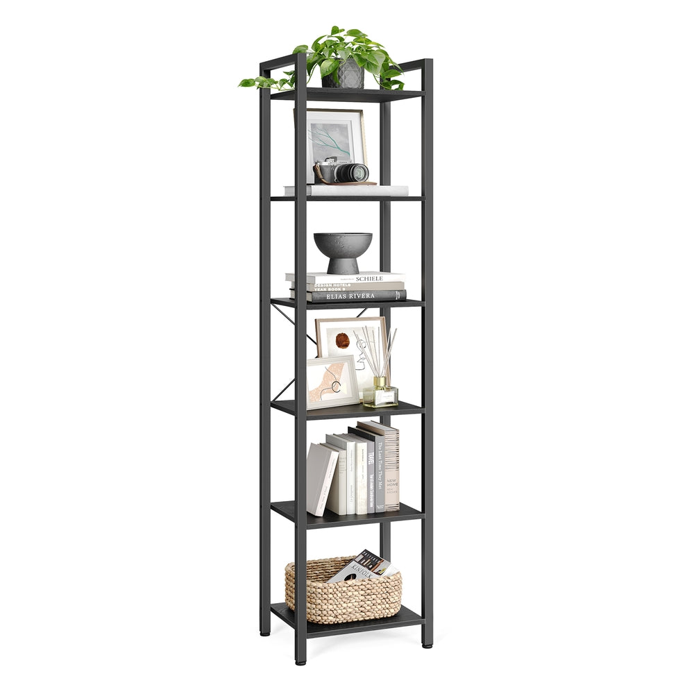 6-Tier Bookshelf, 30 x 40 x 187.5 cm, Rustic Brown and Ink Black - image 32