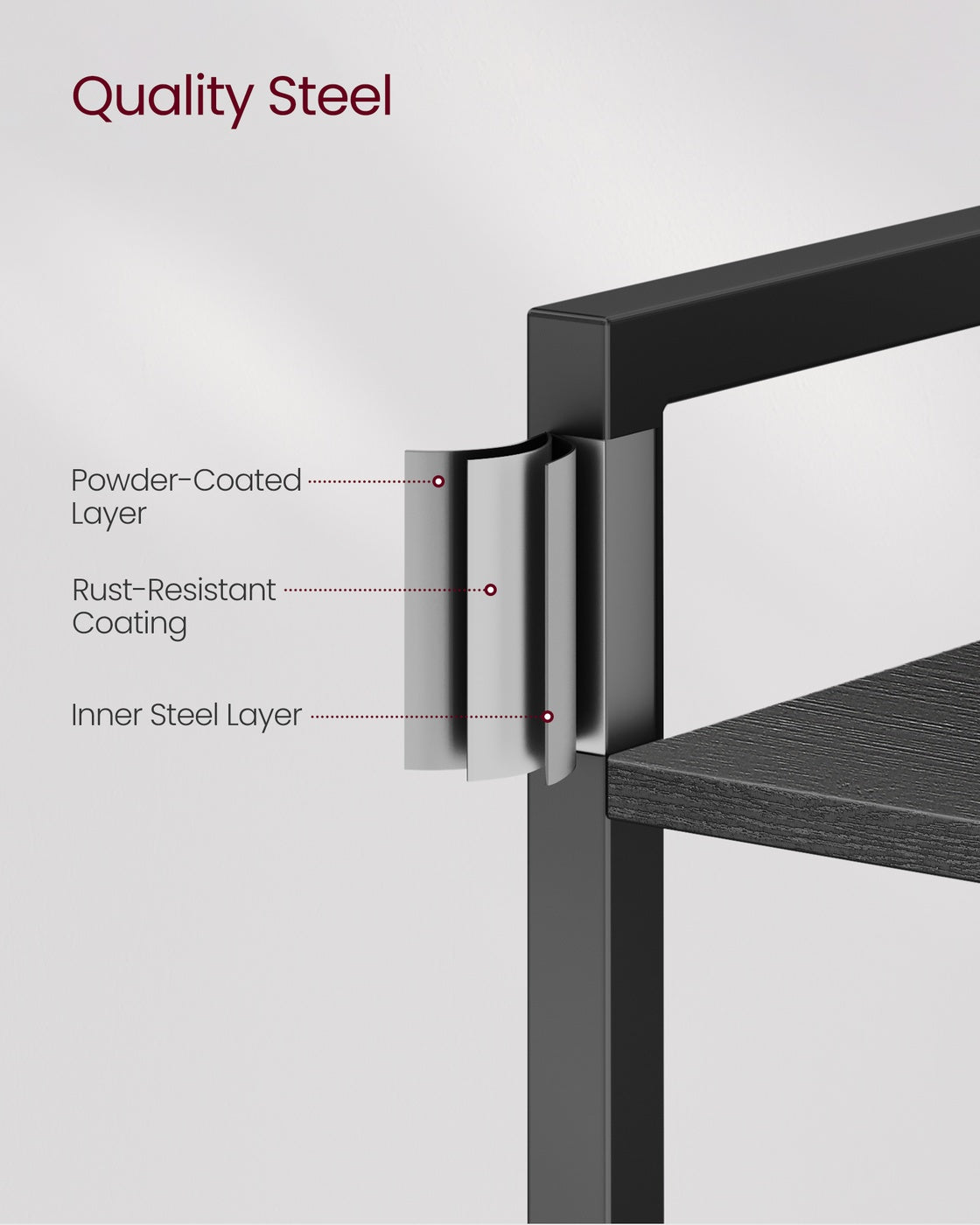 6-Tier Bookshelf, 30 x 40 x 187.5 cm, Heather Greige and Ink Black - image 16