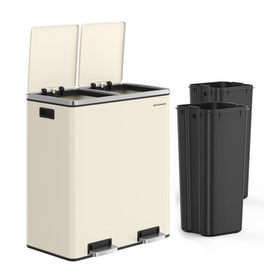 Cream Colour Step-Open Waste Bins with 2 Inner Buckets - image 1