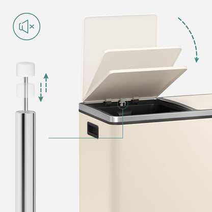 Cream Colour Step-Open Waste Bins with 2 Inner Buckets - image 4