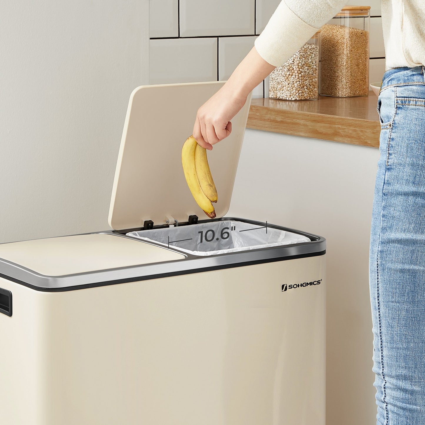 Cream Colour Step-Open Waste Bins with 2 Inner Buckets - image 8
