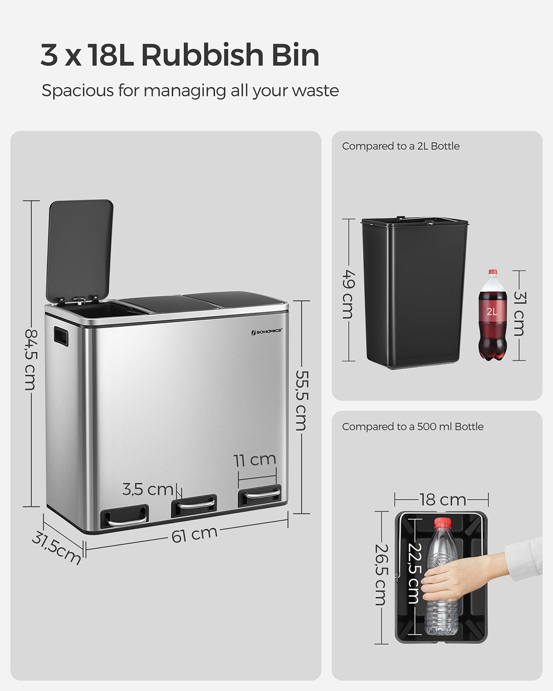 3 Compartments Dustbin - image 8