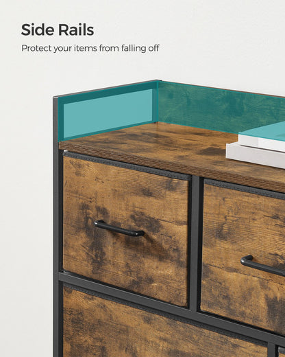 Chest of Drawers 7 Fabric Drawers with Handles Rustic Brown and Ink Black - image 5