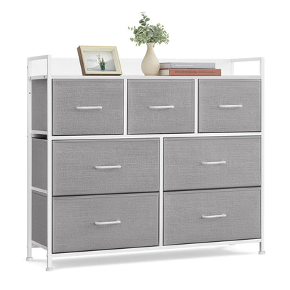 Chest of Drawers 7 Fabric Drawers with Handles Rustic Brown and Ink Black - image 11
