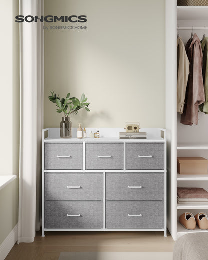 Chest of Drawers 7 Fabric Drawers with Handles Rustic Brown and Ink Black - image 13
