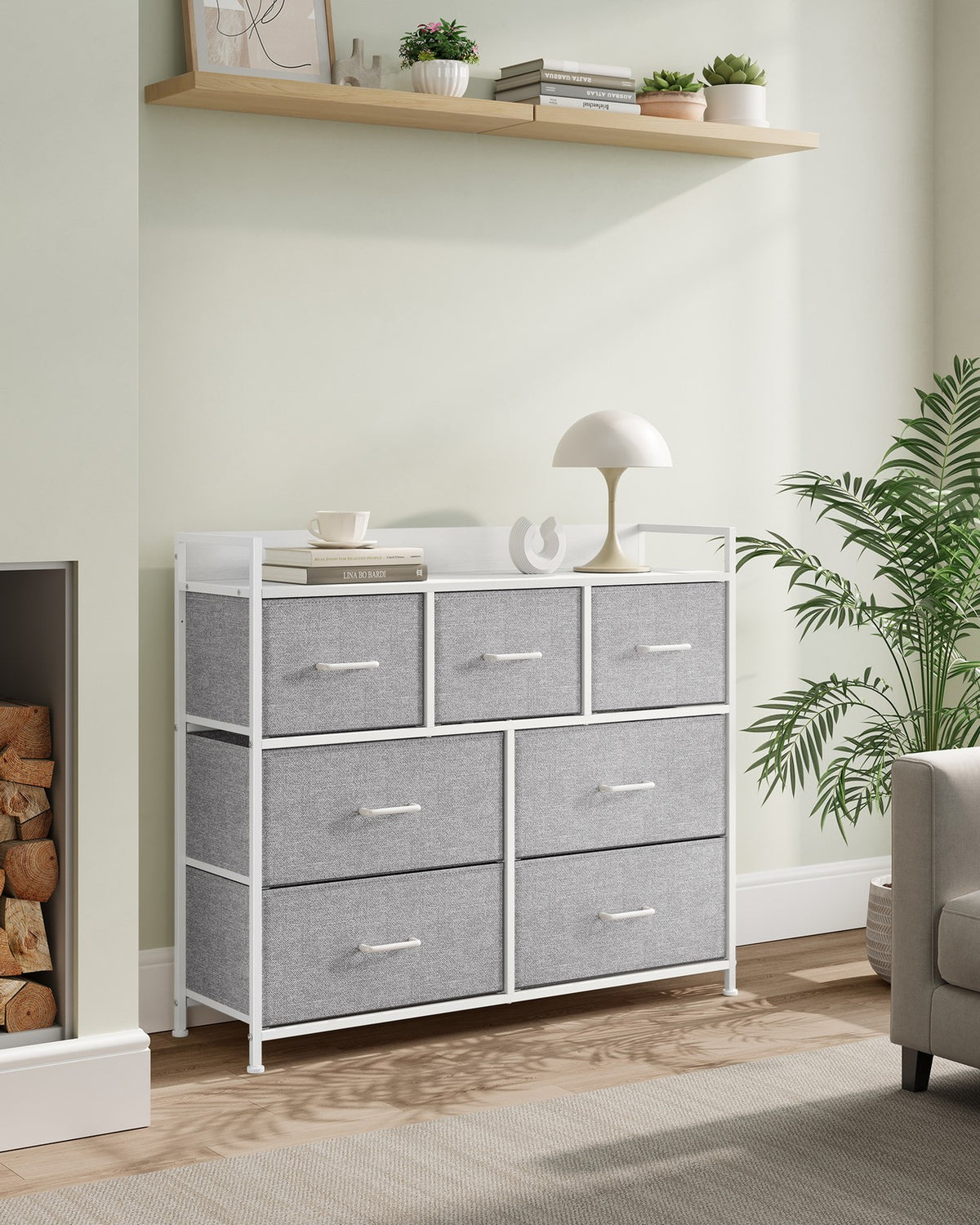 Chest of Drawers 7 Fabric Drawers with Handles Rustic Brown and Ink Black - image 14