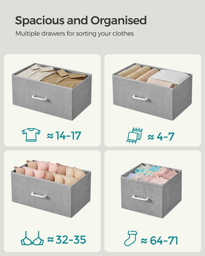 Chest of Drawers 7 Fabric Drawers with Handles Rustic Brown and Ink Black - image 15