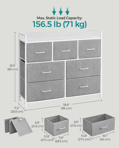 Chest of Drawers 7 Fabric Drawers with Handles Rustic Brown and Ink Black - image 18