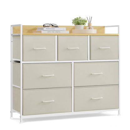 Chest of Drawers 7 Fabric Drawers with Handles Rustic Brown and Ink Black - image 22