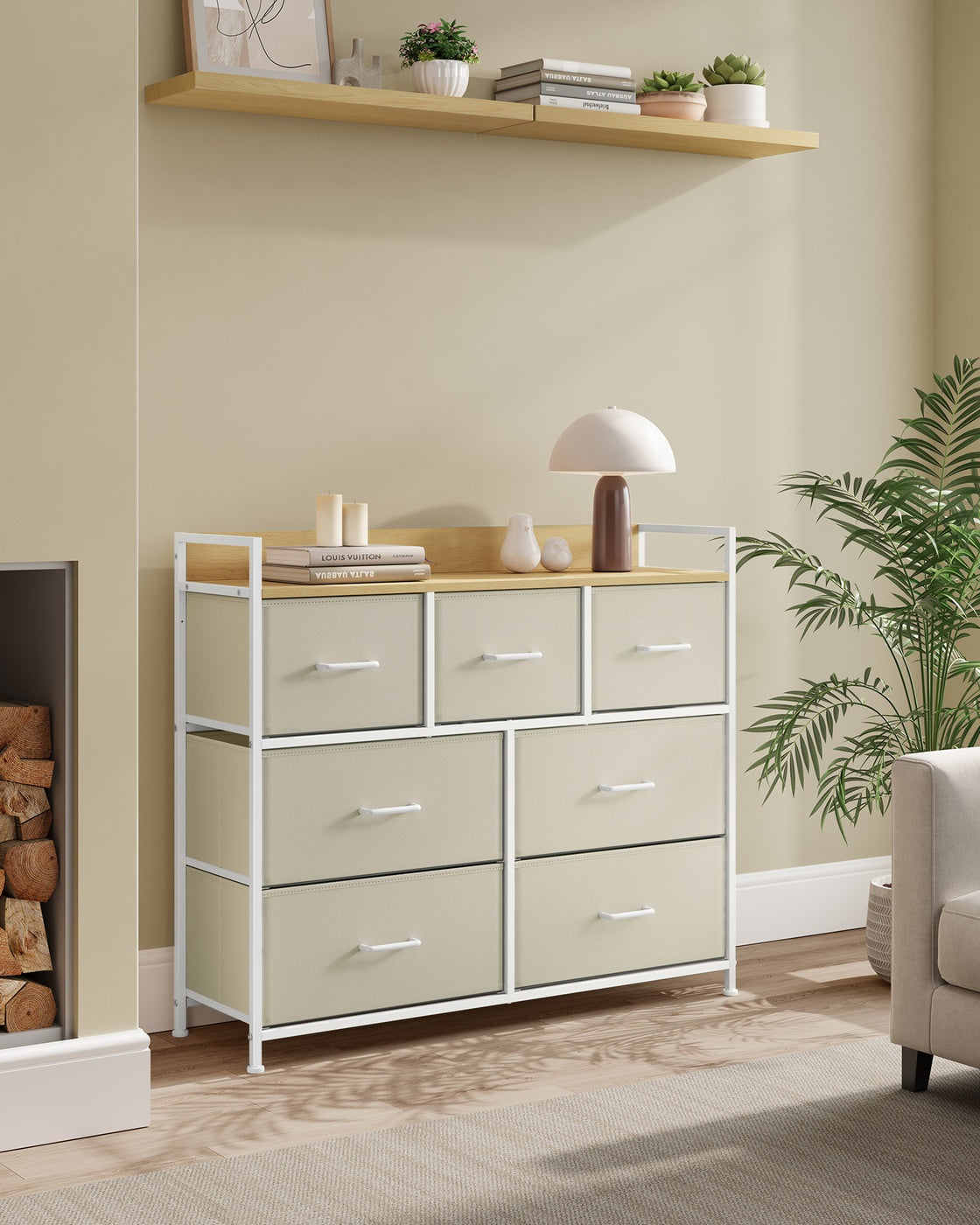 Chest of Drawers 7 Fabric Drawers with Handles Rustic Brown and Ink Black - image 24