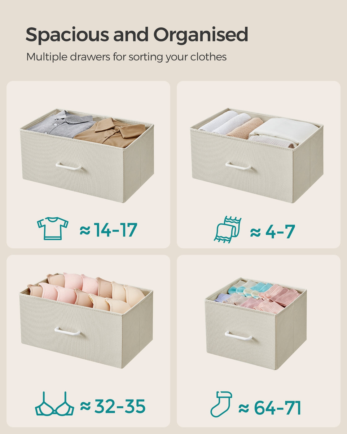 Chest of Drawers 7 Fabric Drawers with Handles Rustic Brown and Ink Black - image 25