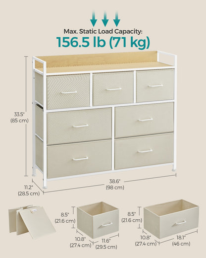 Chest of Drawers 7 Fabric Drawers with Handles Rustic Brown and Ink Black - image 28