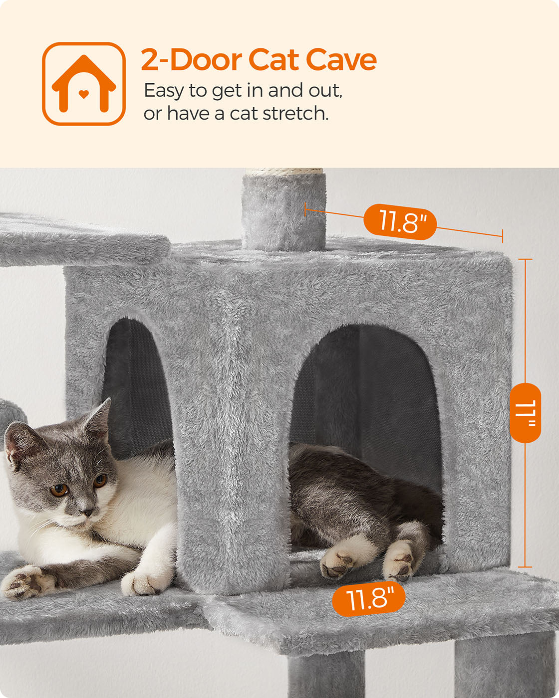 Grey Cat Condo with Hammock & Pompoms - image 7
