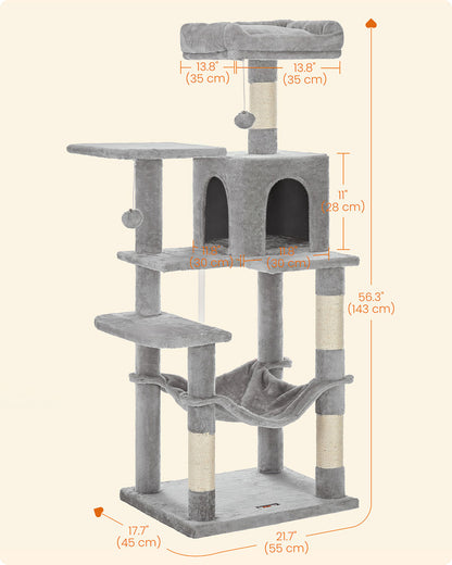 Grey Cat Condo with Hammock & Pompoms - image 9