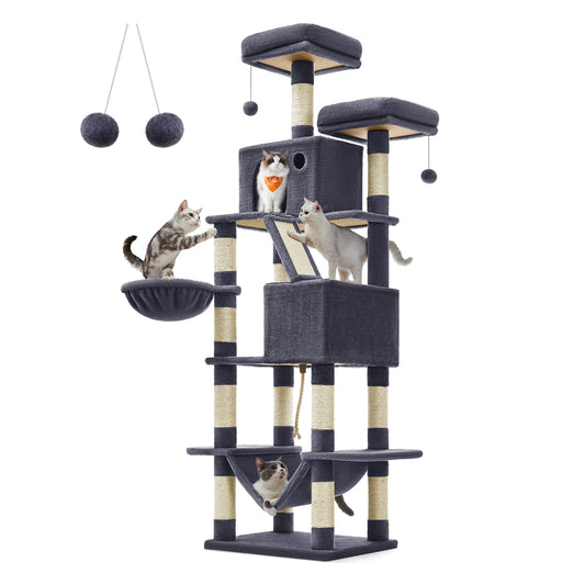 206 cm Large Cat Tower with 13 Scratching Posts - image 1