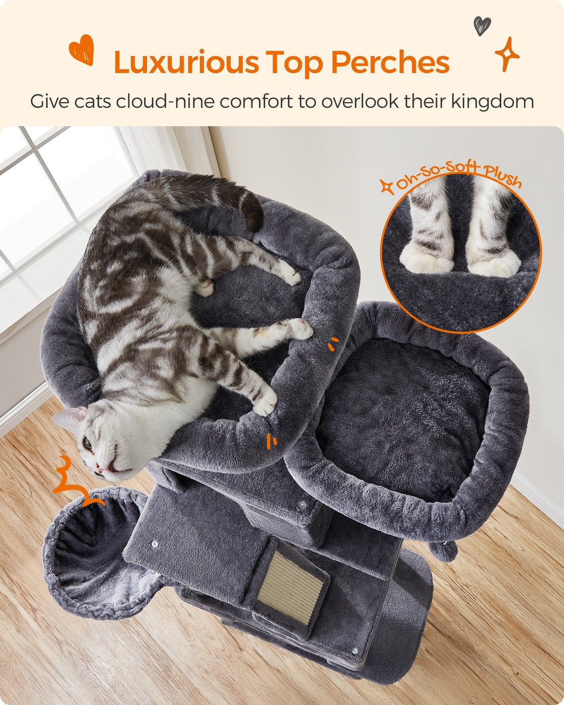 Light Grey Tall Cat Tree Activity Centre - image 44