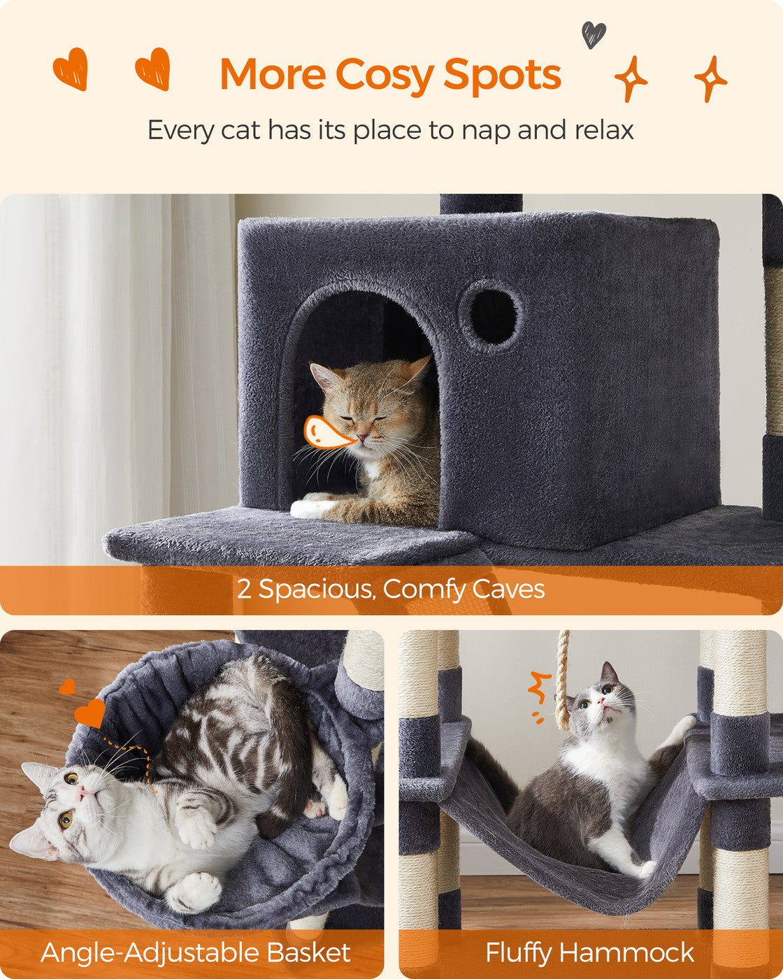 Light Grey Tall Cat Tree Activity Centre - image 45