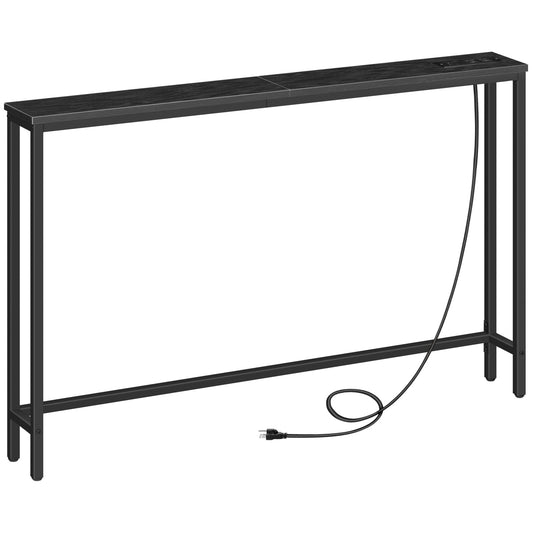 Console Table with Power Outlets, Charging Station - Black