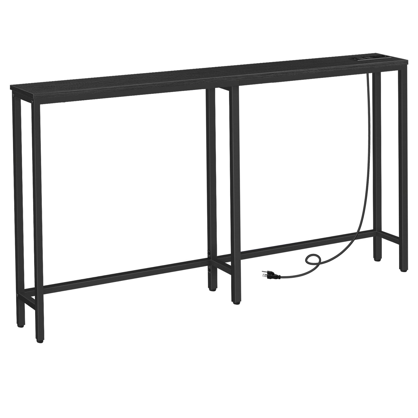 Console Table with Power Outlets, Charging Station - Black - HWLEXTRA 