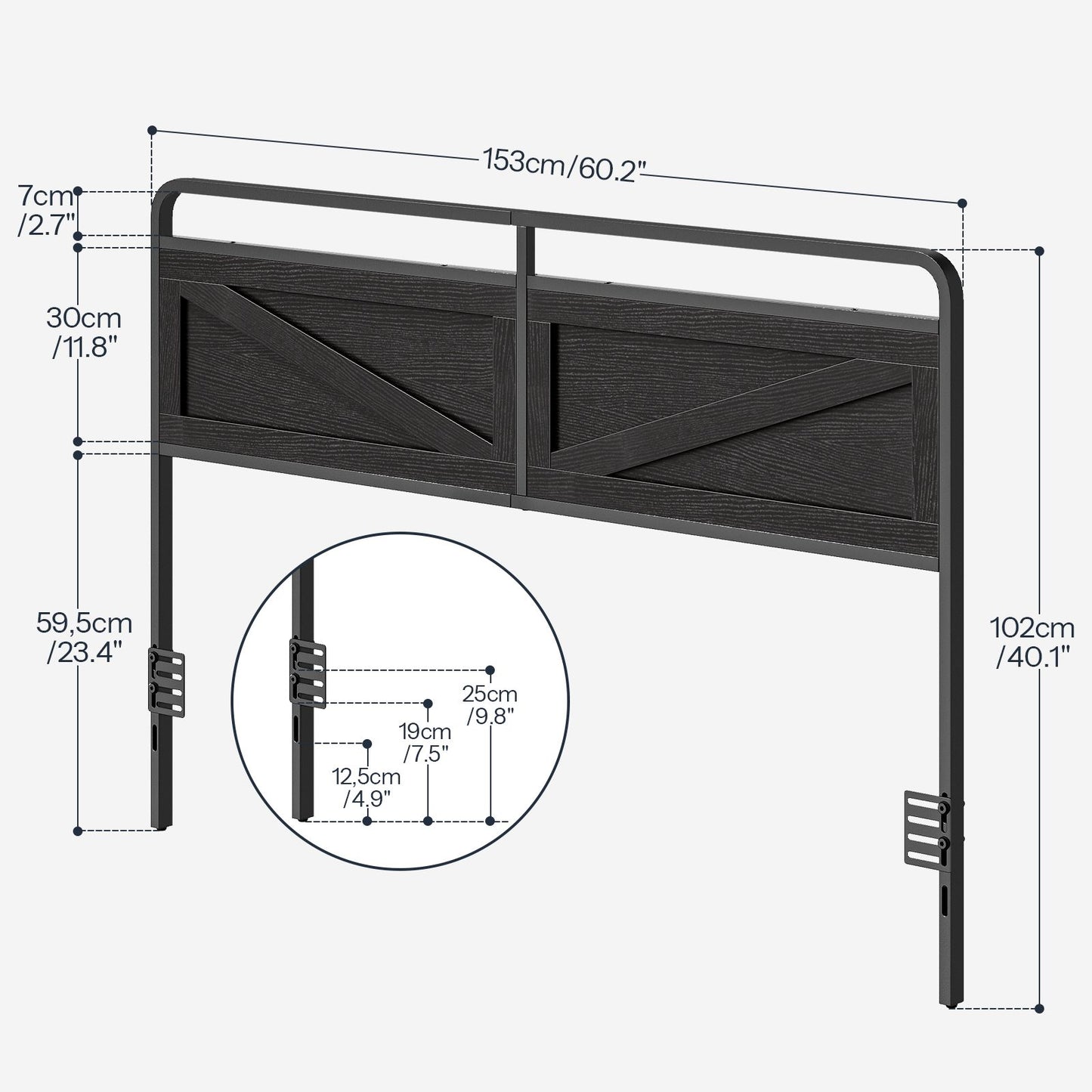 Wooden Panel Headboard - Black