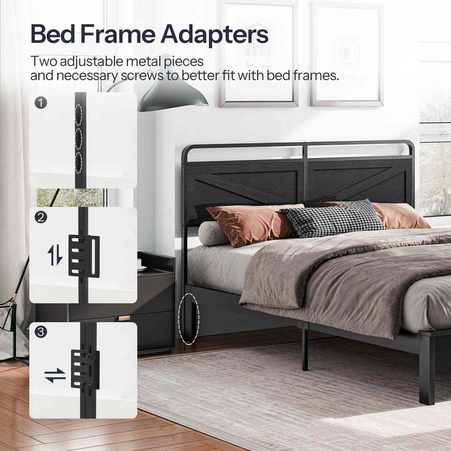 Wooden Panel Headboard - Black
