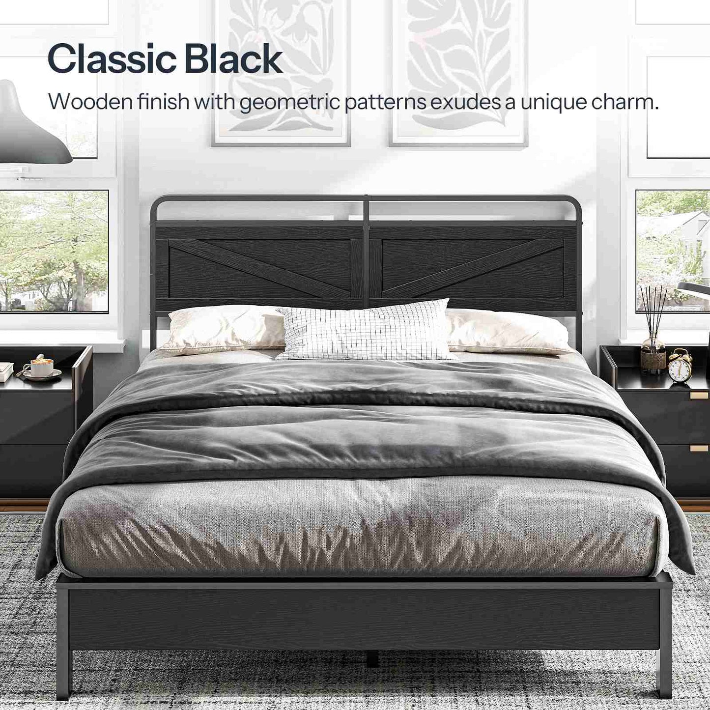 Wooden Panel Headboard - Black